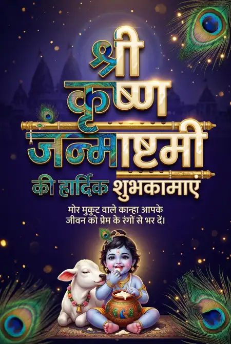 Shri Krishna Janmashtami Wishes In Hindi For Friends - Free Shri Krishna Janmashtami Ki Hardik Shubhkamnaye In Hindi Download