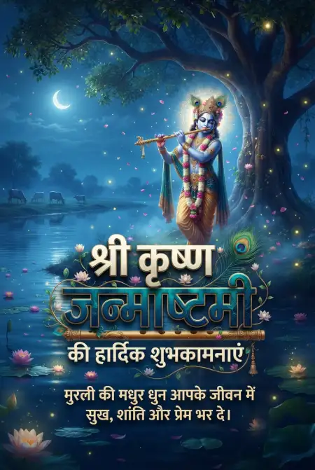 Shri Krishna Janmashtami Wishes In Hindi For Instagram - Free Shri Krishna Janmashtami Ki Hardik Shubhkamnaye In Hindi Download