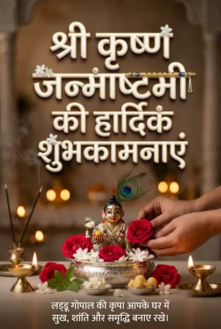 Shri Krishna Janmashtami Wishes In Hindi For Whatsapp - Free Shri Krishna Janmashtami Ki Hardik Shubhkamnaye In Hindi Download