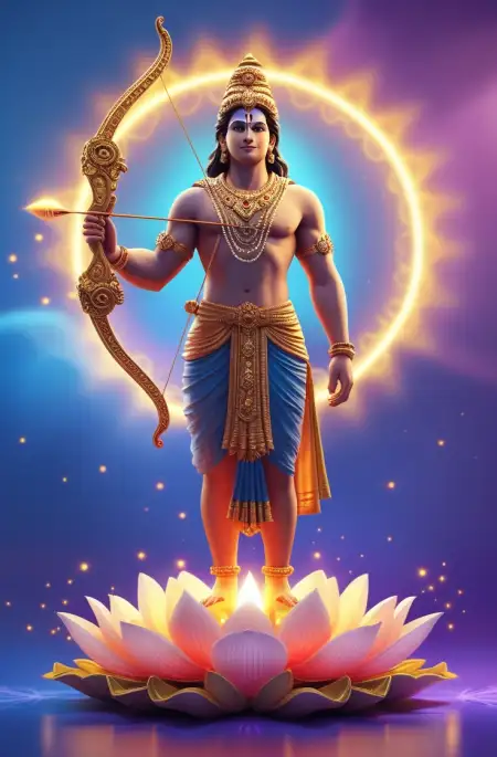 Shri Ram With Dhanush Ban Devotional Poster - Free Arrow Download