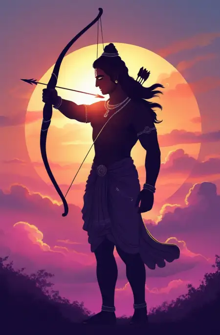 Shri Ram With Dhanush Ban Fighting Ravana - Free Arrow Download