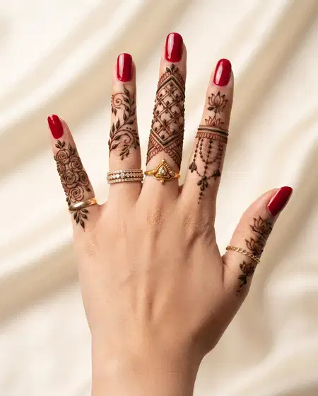 simple karwa chauth finger mehndi design