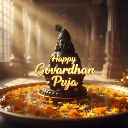 Slow-motion Style Image Of Bells Ringing At Temple - Free Happy Govardhan Puja 2025 Download