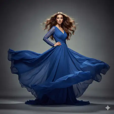 Free Soft Shadow Portrait Photography USA Girl In Stylish Blue Dress Background Download