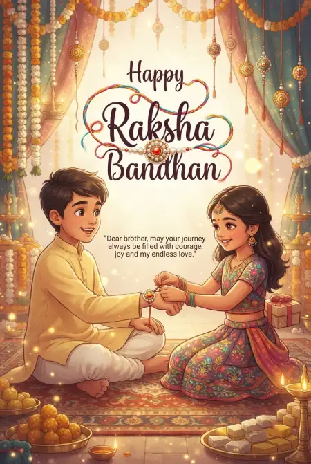 Free Special Rakhi Wishes For Little Brother And Sister Image Download