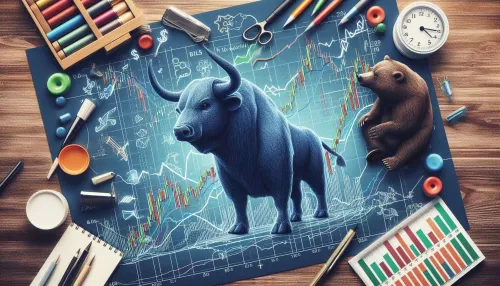 stock market bull and bear trend illustration