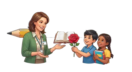 Student Giving Rose To Teacher Png - Free Teachers Day Png Download