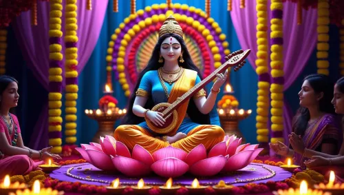 stunning saraswati puja festival wallpapers