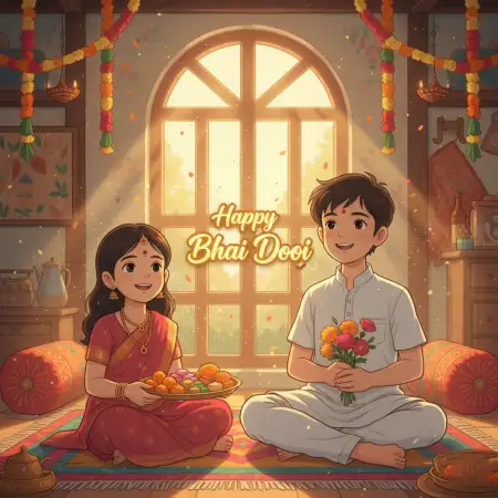 Stylish Happy Bhai Dooj 2025 Wishes Text Design Ideas - Free Happy Bhai Dooj 2025 Wishes Download