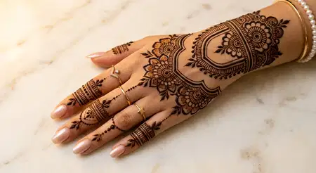 stylish karwa chauth back hand mehndi design