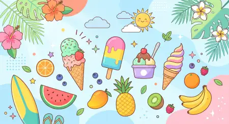 Free Summer Background With Watermelon And Ice Cream Theme Background Image Download