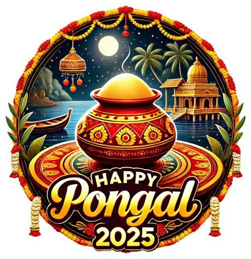 sun and pongal 2025 png design