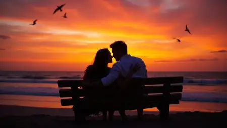 Sunset Image With Birds Flying In Sky - Free Related Sunset Image Image
