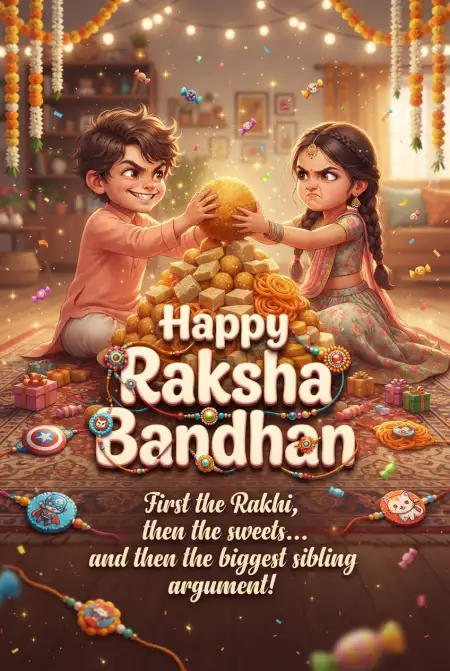 Sweet Festival Greetings For Kids On Rakhi - Free Happy Raksha Bandhan Greetings Download