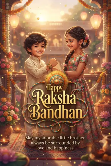 Free Sweet Raksha Bandhan Wishes For Little Children Image Download
