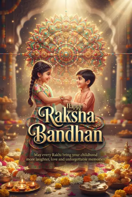 Free Sweet Sibling Raksha Bandhan Wishes For Children Image Download