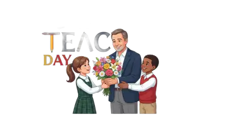 Teacher Receiving Flowers Png - Free Teachers Day Png Download