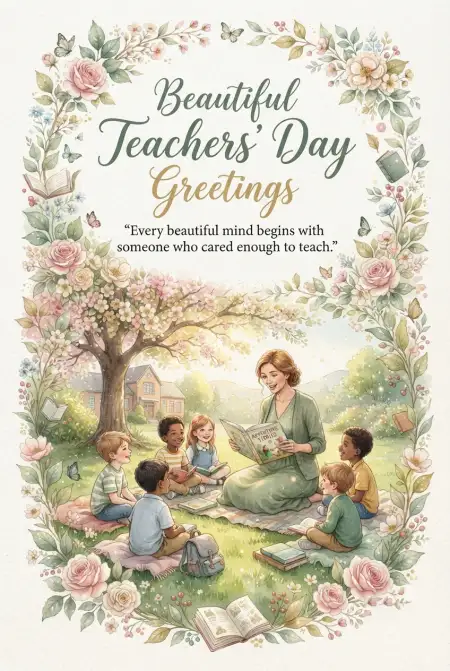Teachers Day Cards With Flowers - Free Card Download