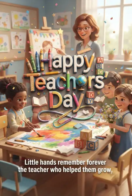 Teachers Day Cards With School Theme - Free Card Download
