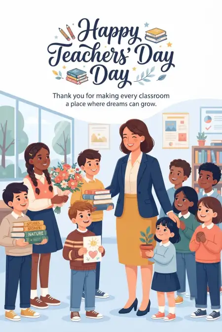 Teachers Day Cards With Thank You Message - Free Card Download