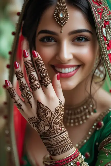 Teej Mehndi Design For Short Fingers - Free Teej Mehndi Design Download