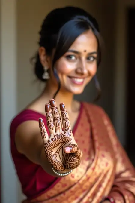 Teej Mehndi Design With Name Initials - Free Teej Mehndi Design Download