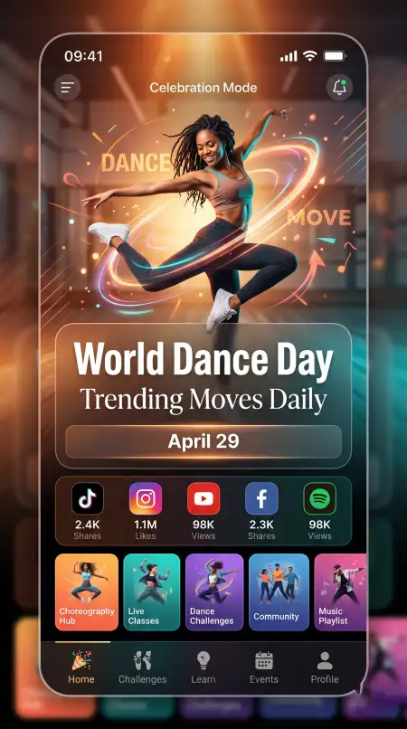Free Tiktok Dance Trends World Dance Day Transparent PNG Download