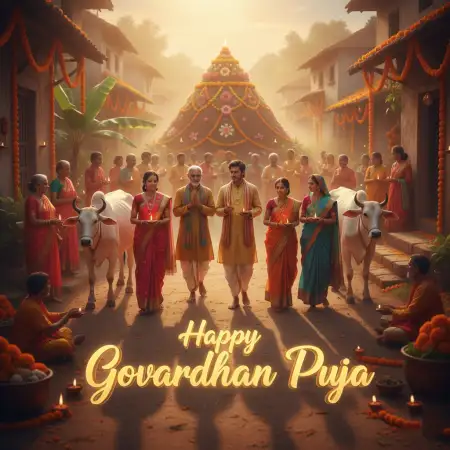 Traditional Brass Pots Filled With Water And Flowers - Free Happy Govardhan Puja 2025 Download