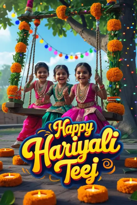 Traditional Couple On Swing Hariyali Teej Photo - Free Happy Hariyali Teej Download