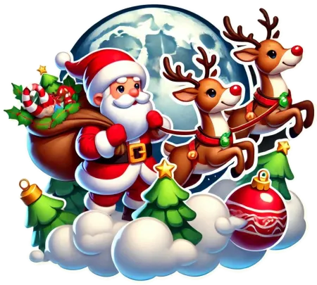 transparent background santa claus with reindeer png file