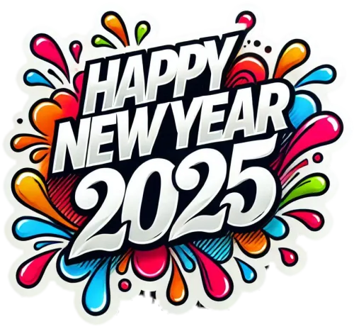 transparent happy new year text png 2025