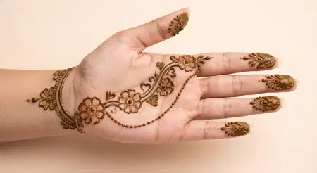 trending karwa chauth half hand mehndi design