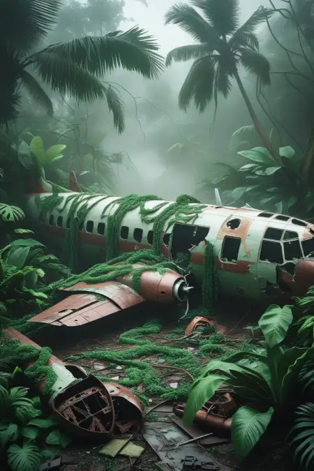 Tropical Island Plane Wreckage Background - Free Background Download