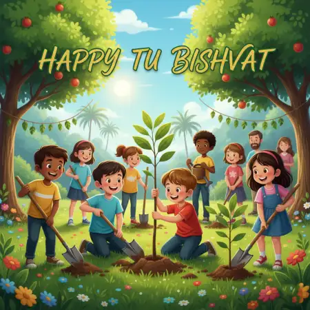 Tu Bishvat Kids Friendly Wishes - Free Happy Tu Bishvat Download