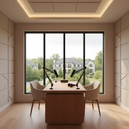 Ultra Modern 8k Podcast Studio Background For Business Interview Setup - Free Podcast Studio Background Download