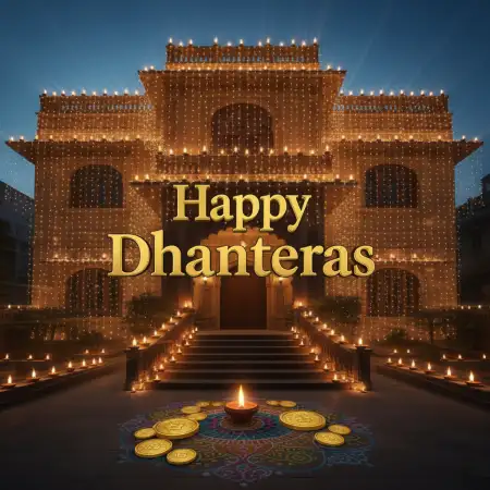 Unique Happy Dhanteras Greeting Card Design - Free Card Download