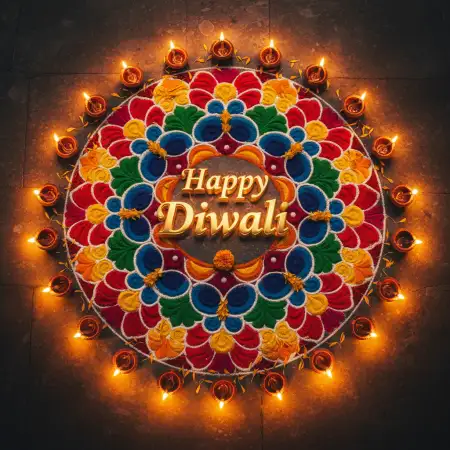 Unique Happy Diwali Greetings 2025 With Rangoli Theme - Free Happy Diwali Greetings 2025 Download
