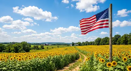 United States Flag Waving Against Blue Sky Photography - Free Usa Flag Download