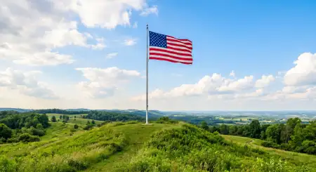United States Flag Waving Over Historic Landmarks Hd Images - Free Usa Flag Download