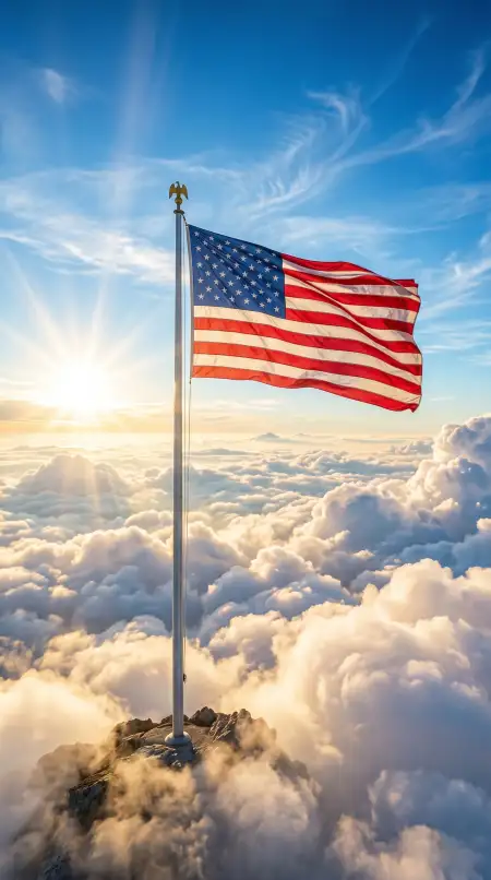 Usa Flag Hd Wallpaper With Beautiful Sky And Sunlight - Free Usa Flag Download