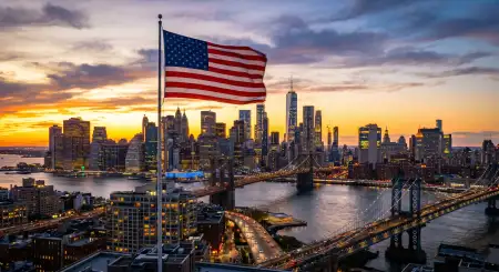 Usa Flag Photography With City Skyline Patriotic Background - Free Usa Flag Download