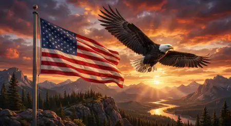 Usa Flag With Eagle Patriotic Artwork Hd Images - Free Usa Flag Download