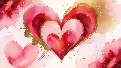 valentine day background in watercolor style