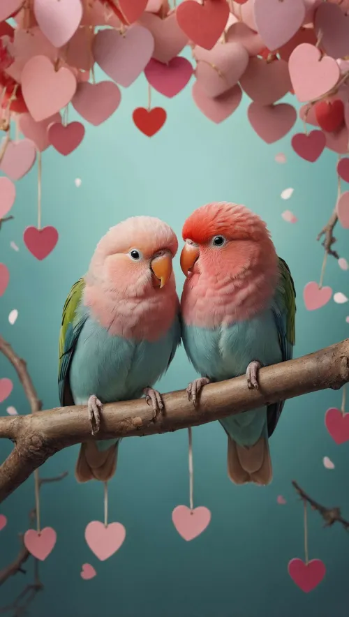 valentines day wallpaper with love birds illustration