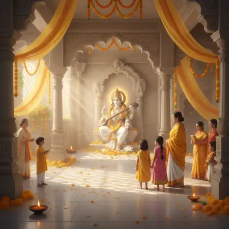 Free Vasant Panchami Background For Puja Invitation Background Download