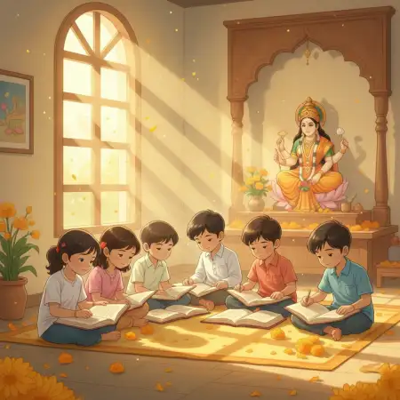 Free Vasant Panchami Background For School Puja Decoration Background Download