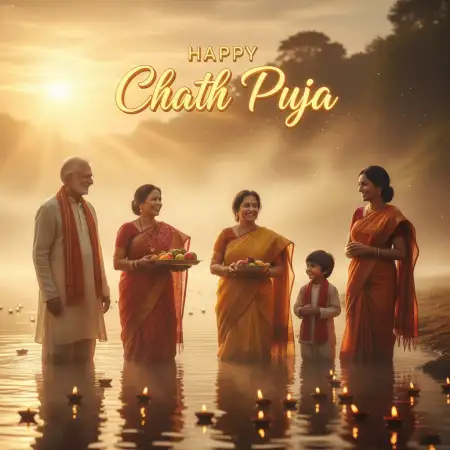 Free Vintage Style Happy Chhath Puja Greetings Image Background Download
