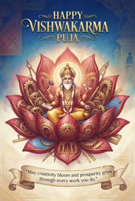 vishwakarma puja hindi greeting card 2026 - Happy Vishwakarma Puja Wishes 2026