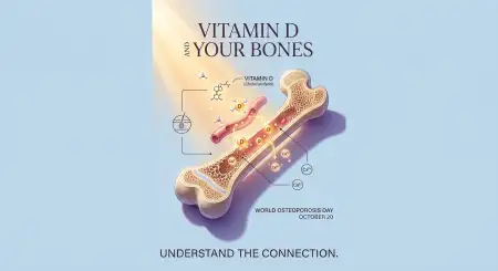 vitamin d deficiency and bone health illustration - World Osteoporosis Day 2026