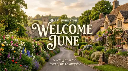 Welcome June 2026 Monthly Greetings Social Post - Free Welcome June Download